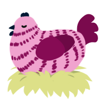 Berry Pie, a pink and wine chicken with a bar pattern