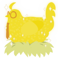 A yellow chicken with a speckle pattern