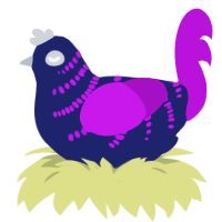 A navy and amethyst chicken with a half-bar pattern
