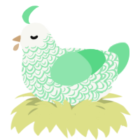 Moss Monarch, a white and spring chicken with a double-lace pattern