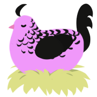 A lavender and black chicken with a half-lace pattern