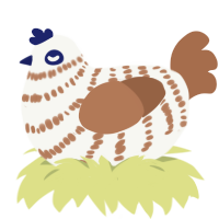 (unnamed), a white and brown chicken with a bar pattern