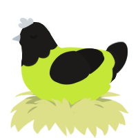 A lime and sable chicken with a head pattern