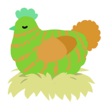 (unnamed), a grass and orange chicken with a bar pattern