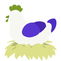 A white and indigo chicken