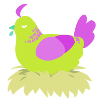 Racing Ravine, a lime and orchid chicken with a neck-band pattern