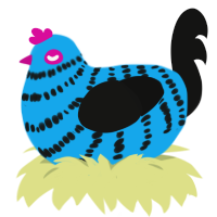 A sky and black chicken with a bar pattern