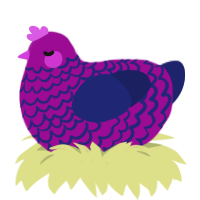Sea Clone, a plum and navy chicken with a lace pattern