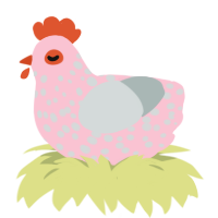 A rose and silver chicken with a speckle pattern