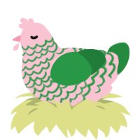 Moldy Ham, a rose and viridian chicken with a lace pattern