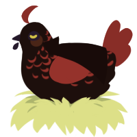 A sable and crimson chicken with a half-lace pattern