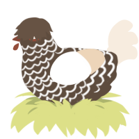 A bark and cream chicken with a lace pattern
