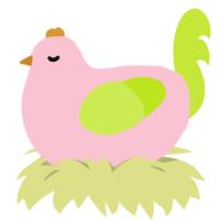 character design, a rose and lime chicken