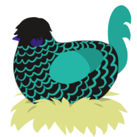 A sable and turquoise chicken with a lace pattern