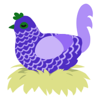 A indigo and lilac chicken with a lace pattern