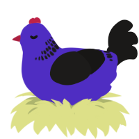 A indigo and sable chicken with a neck-band pattern