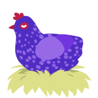 A indigo and blurple chicken with a speckle pattern