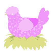 A lavender chicken with a speckle pattern