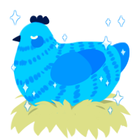 A sky and sapphire chicken with a bar pattern