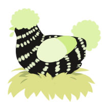 A sable and apple chicken with a bar pattern