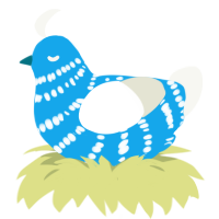 Perfect Blue, a sky and white chicken with a bar pattern