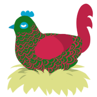 A leaf and crimson chicken with a double-lace pattern
