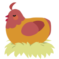 A orange and red chicken with a head pattern