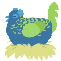 A sapphire and grass chicken with a half-lace pattern