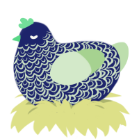 A navy and gluppy chicken with a double-lace pattern