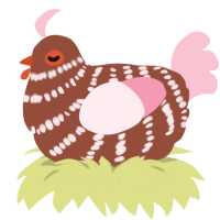 A russet and rose chicken with a bar pattern
