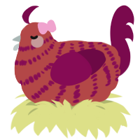 Crepuscular, a red and wine chicken with a bar pattern