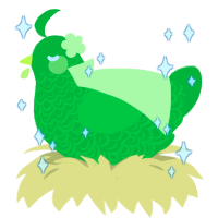 A viridian chicken with a double-lace pattern