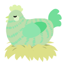 A gluppy and spring chicken with a bar pattern