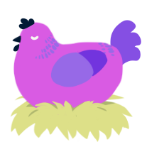 A orchid and blurple chicken with a neck-band pattern