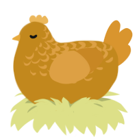 A ochre and orange chicken with a half-lace pattern