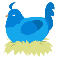 A sky and sapphire chicken with a head pattern