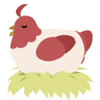 A cream and red chicken with a head pattern