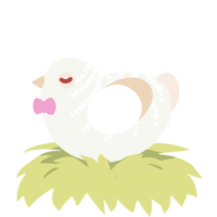 A white and cream chicken with a half-bar pattern