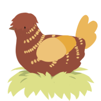 A russet and honey chicken with a half-bar pattern