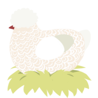 A cream and white chicken with a double-lace pattern