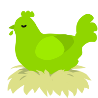 A chartreuse chicken