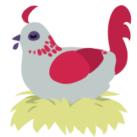 Ichabod, a silver and crimson chicken with a neck-speckle pattern
