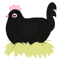 A black and sable chicken with a lace pattern