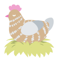 A beige and mist chicken with a bar pattern