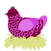 A maroon and orchid chicken with a lace pattern