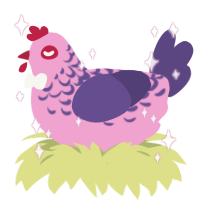 A pink and overcast chicken with a half-lace pattern
