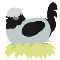 A silver and sable chicken with a head pattern