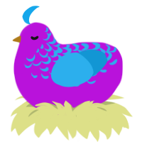 A amethyst and sky chicken with a half-lace pattern