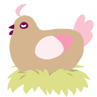 A beige and rose chicken