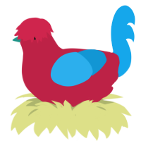 A crimson and sky chicken